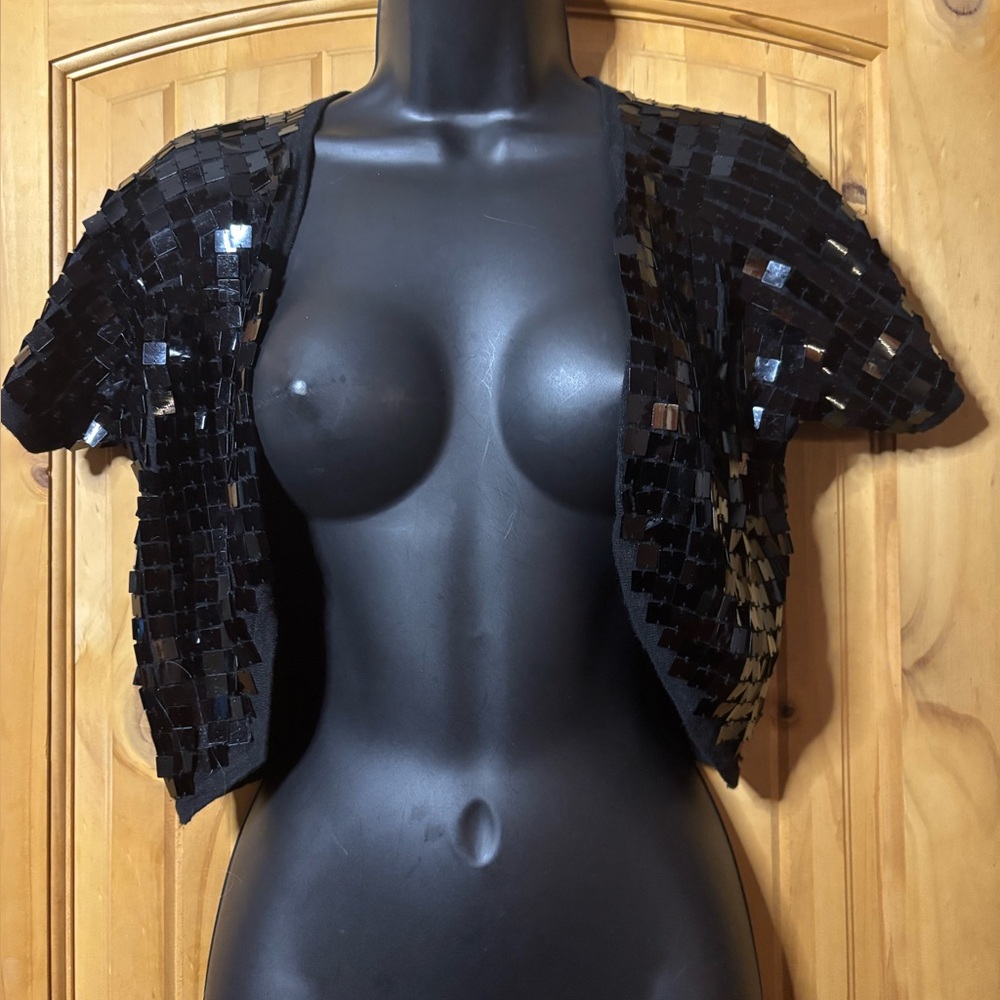 Black Sequin Crop Top